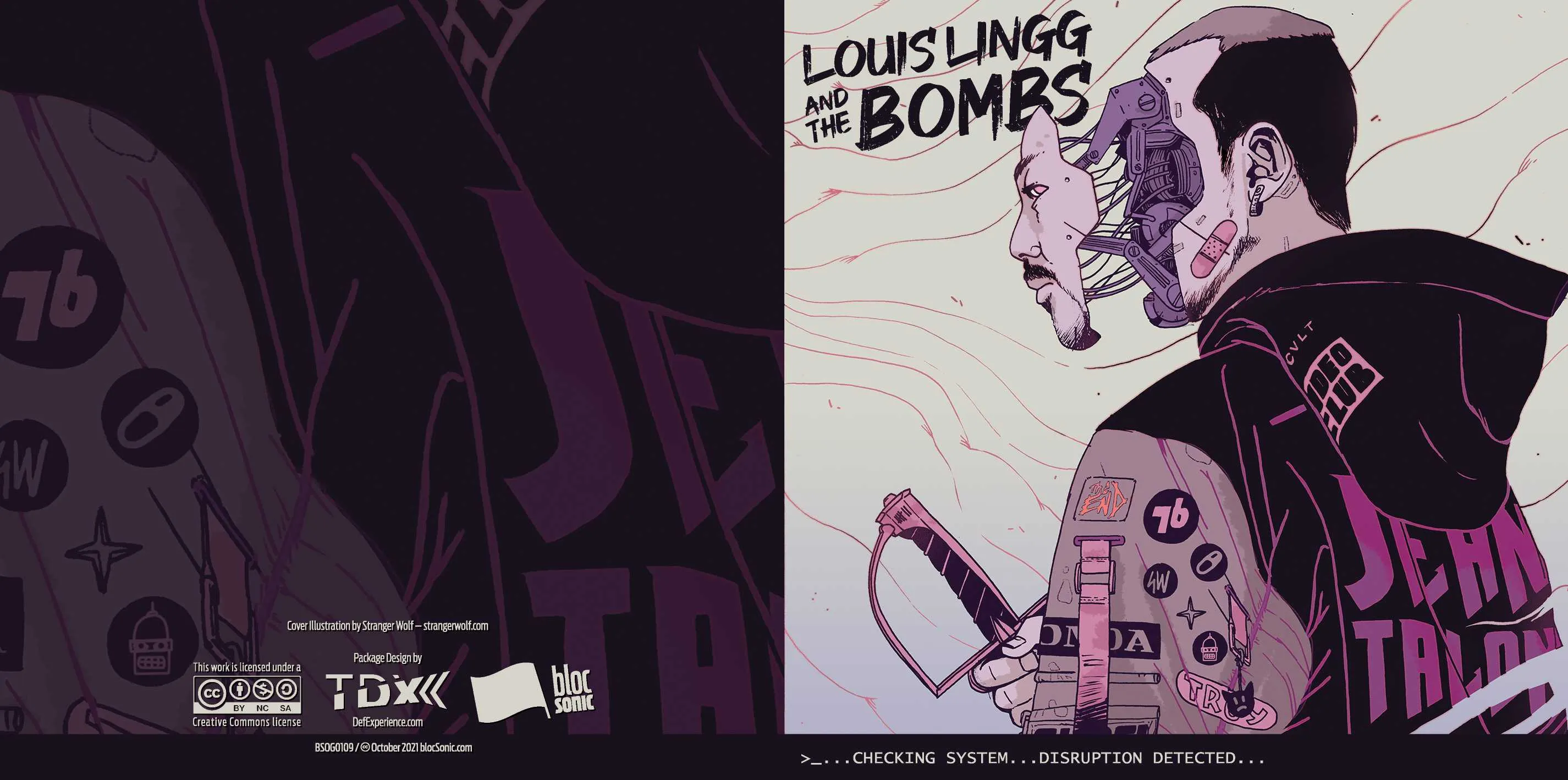 Album insert for “&gt;...checking system... disruption detected...” by Louis Lingg and The Bombs