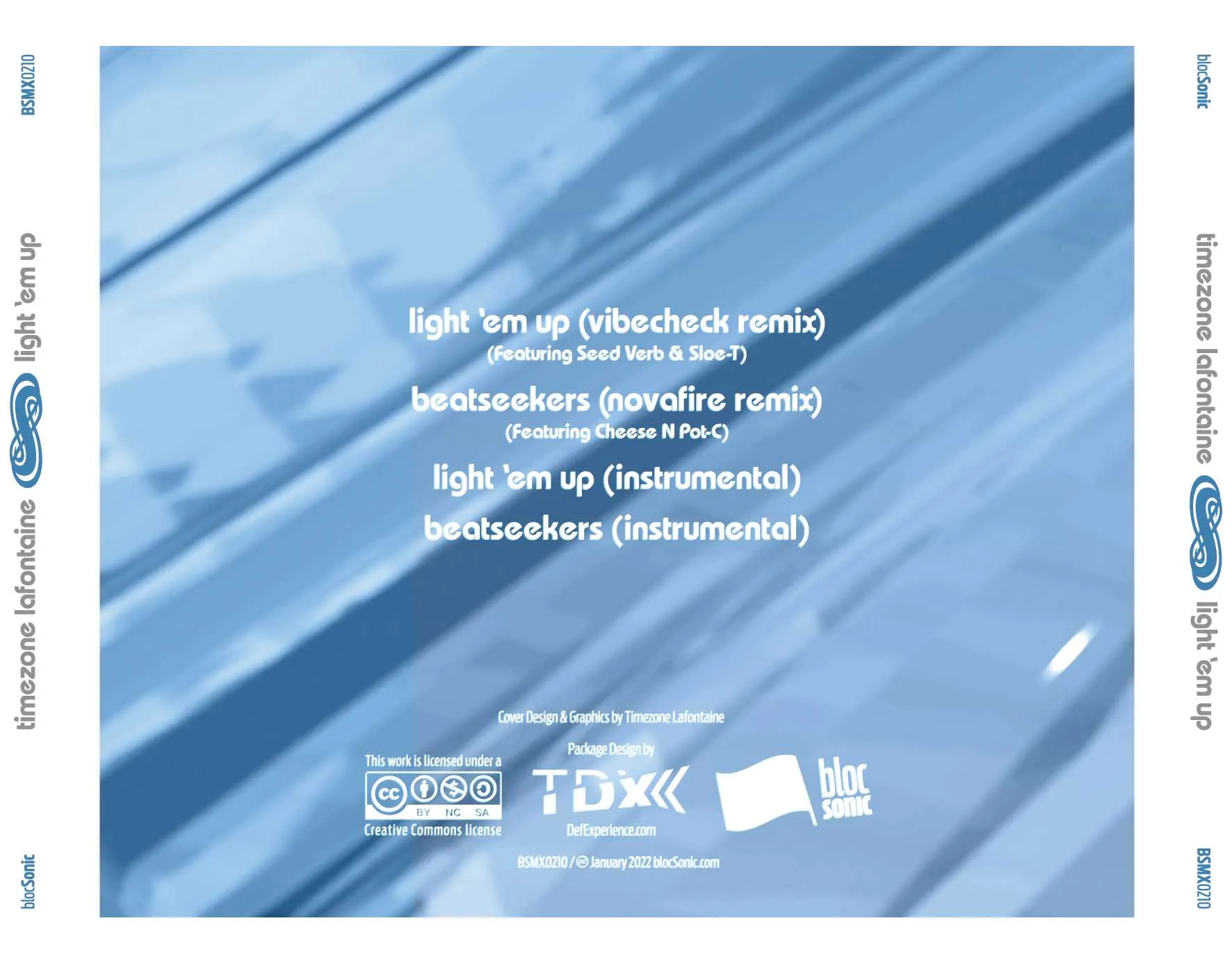 Album traycard for “Light 'Em Up” by Timezone Lafontaine