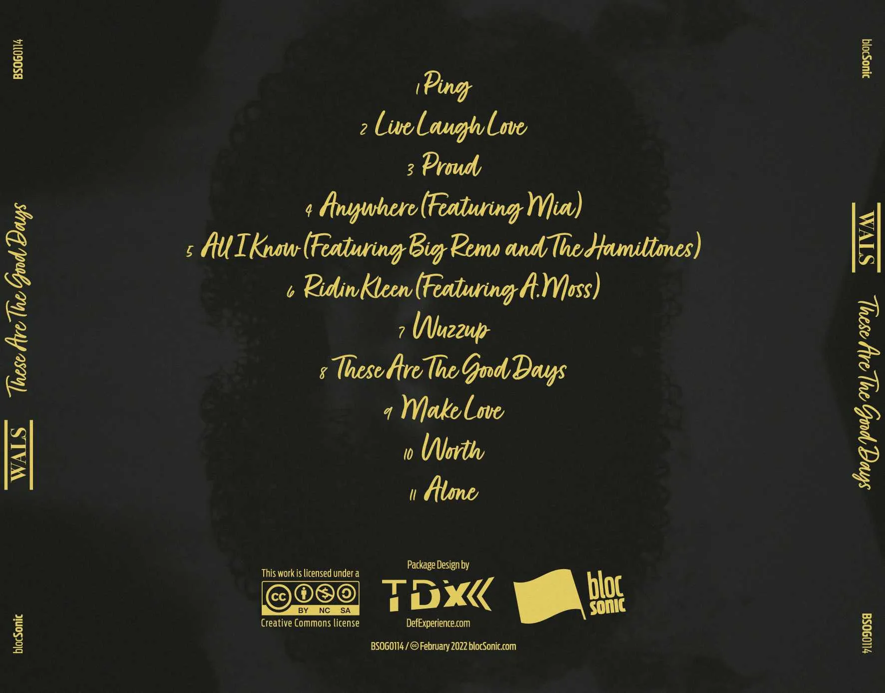 Album traycard for “These Are The Good Days” by Wals