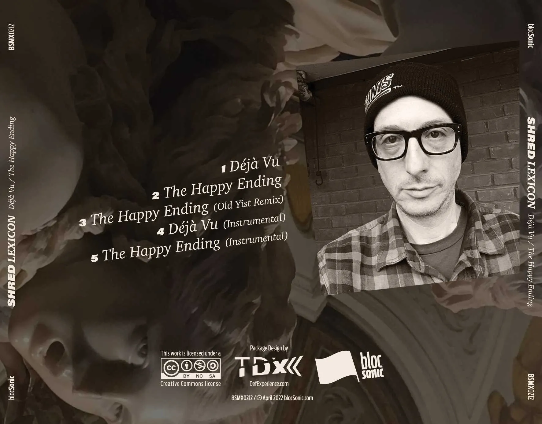 Album traycard for “Déjà Vu B/W The Happy Ending” by Shred Lexicon