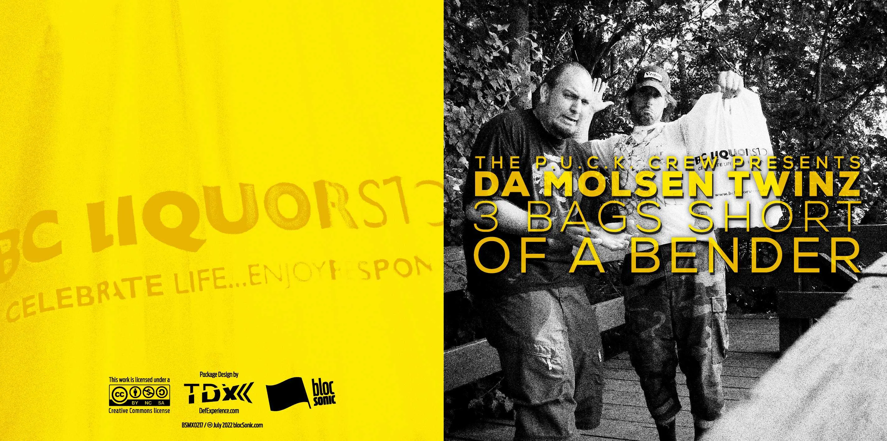 Album insert for “The P.U.C.K. Crew Presents Da Molsen Twinz: 3 Bags Short Of A Bender” by P.U.C.K.