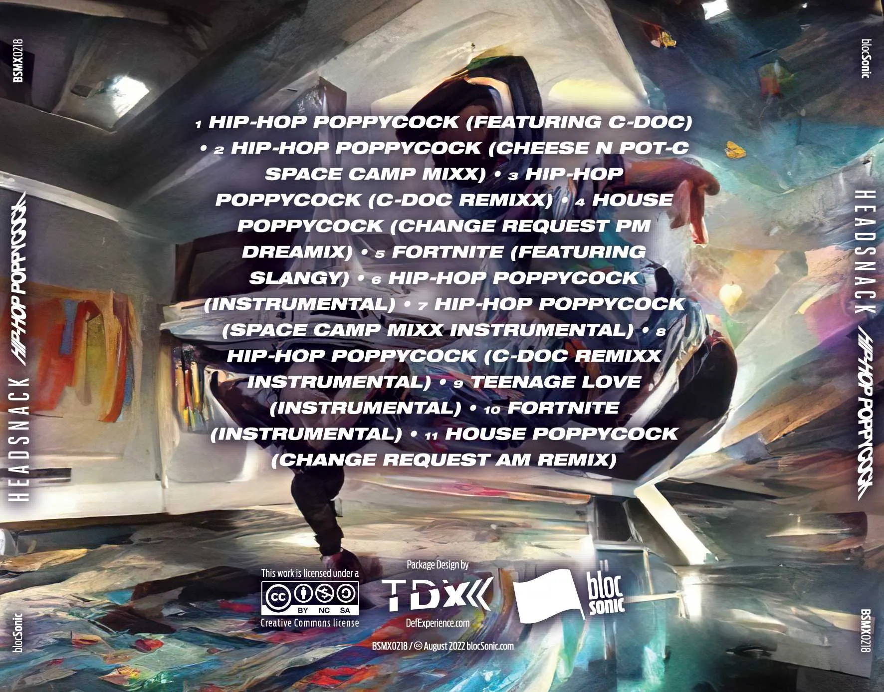 Album traycard for “Hip-Hop Poppycock” by Headsnack