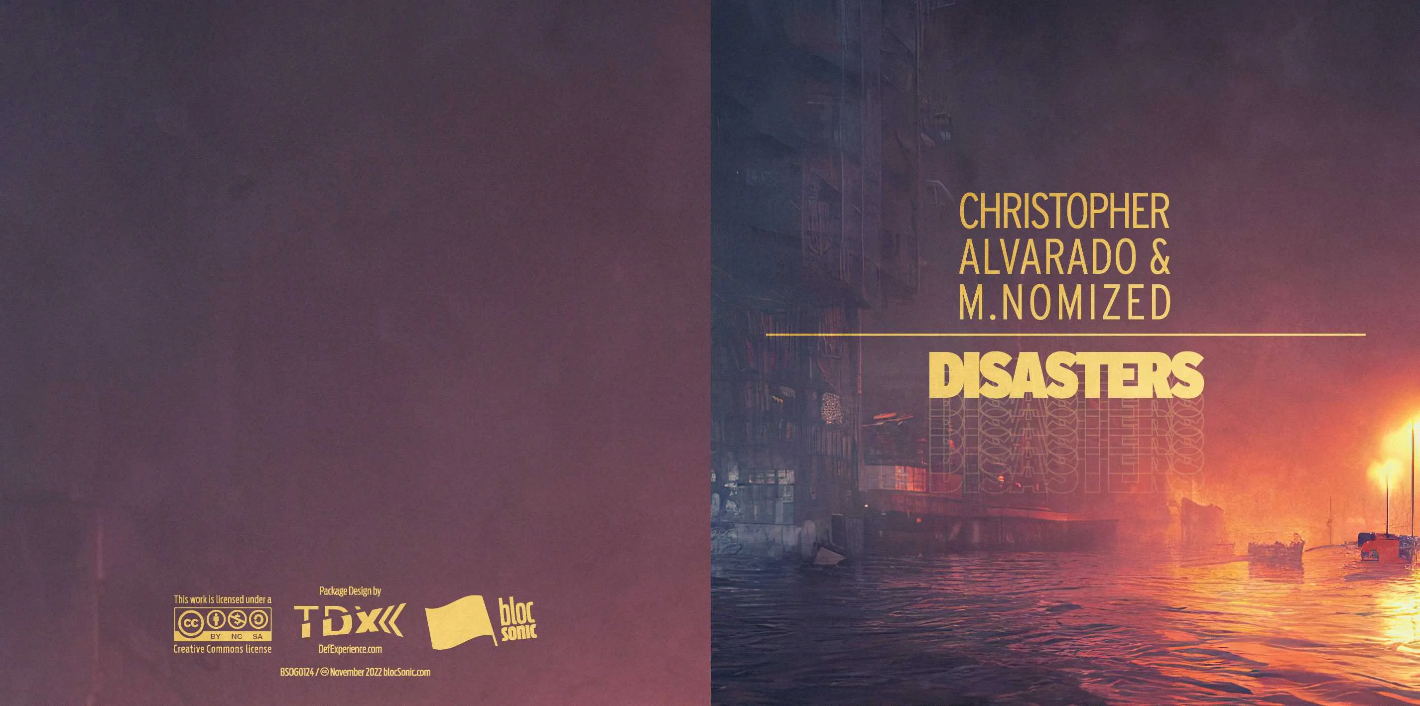Album insert for “Disasters” by Christopher Alvarado &amp; M.Nomized