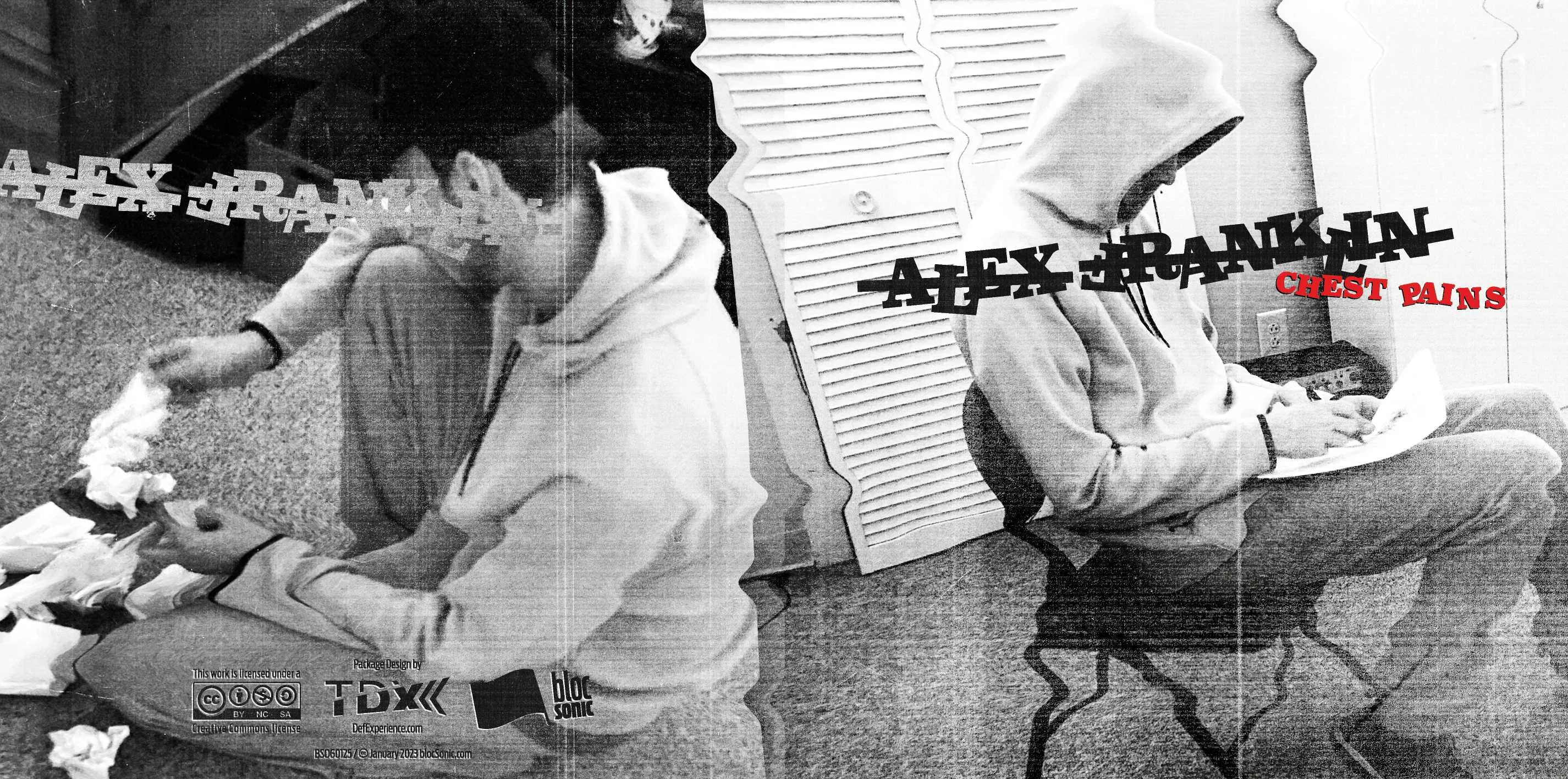 Album insert for “Chest Pains” by Alex Franklin