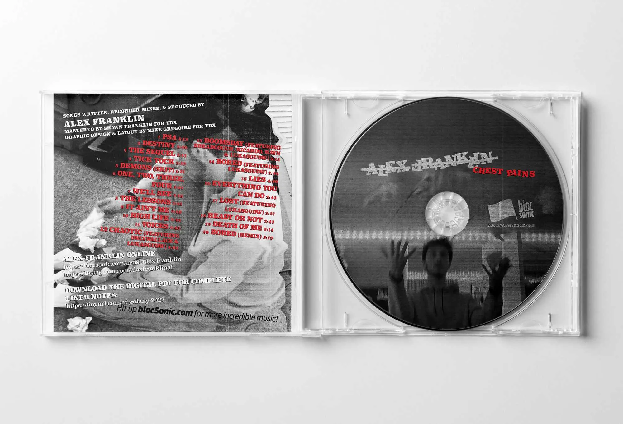 Album promo for “Chest Pains” by Alex Franklin