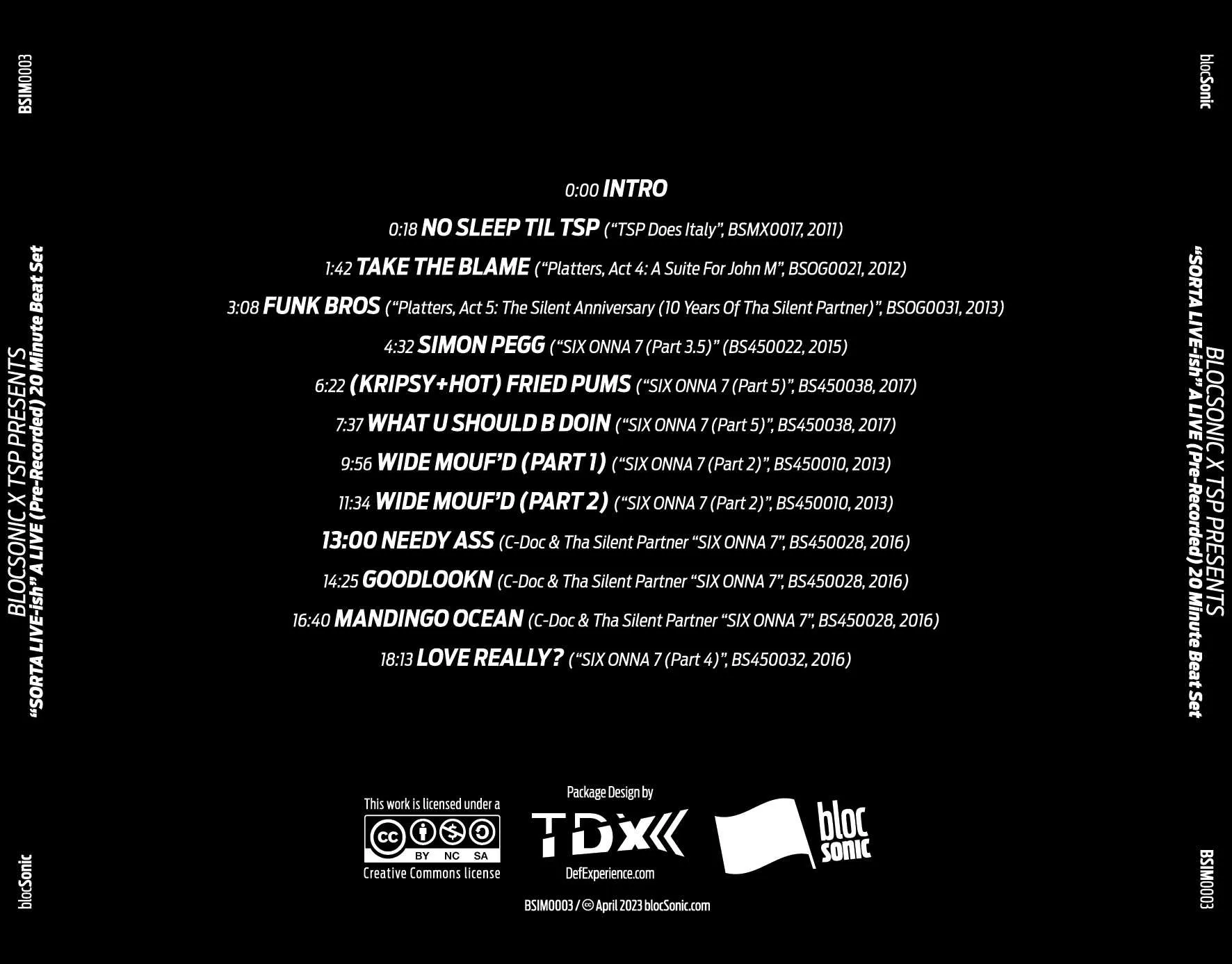 Album traycard for “blocSonic x TSP Presents “SORTA LIVE-ish” A LIVE (Pre-Recorded) 20 Minute Beat Set” by Tha Silent Partner