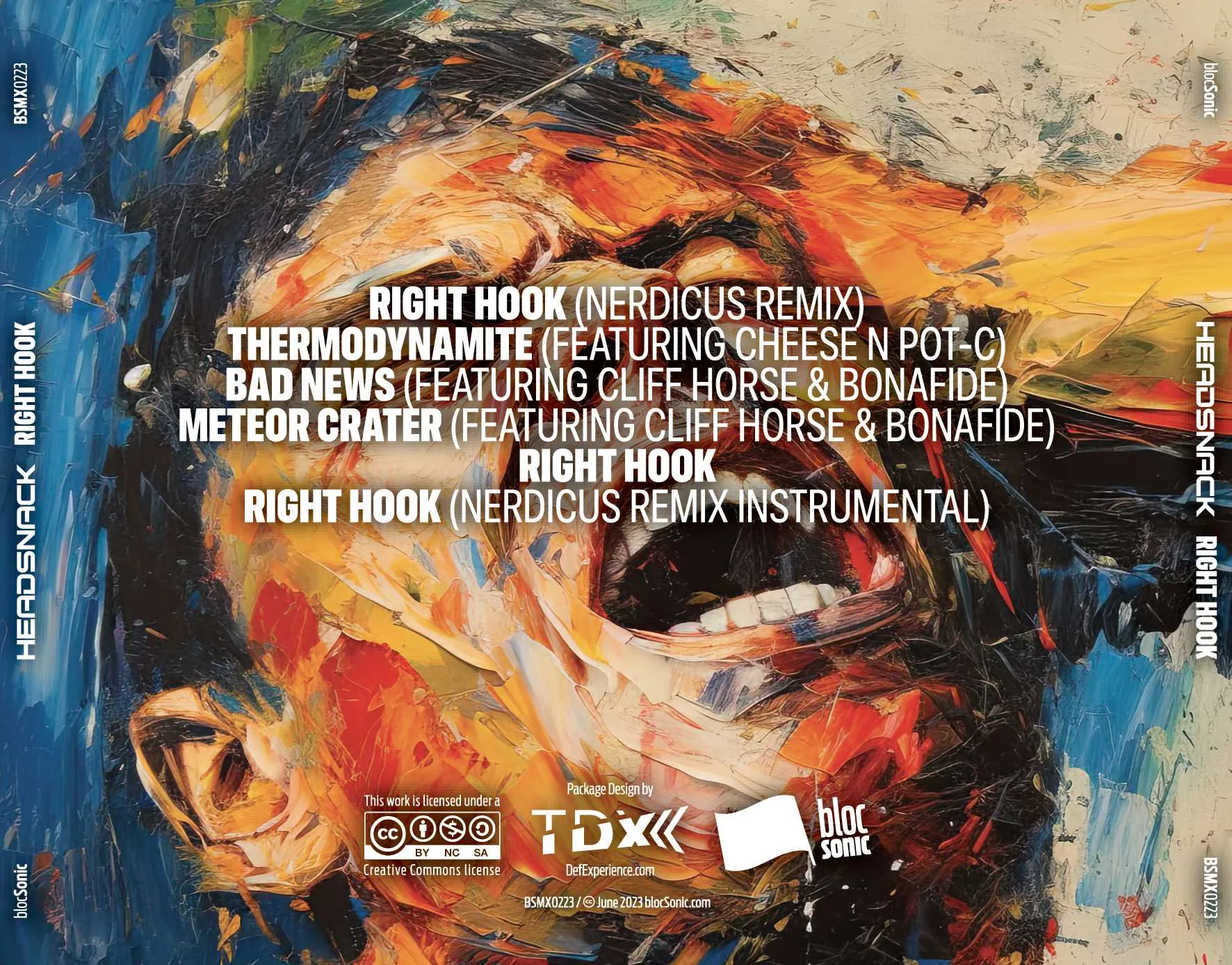Album traycard for “Right Hook” by Headsnack