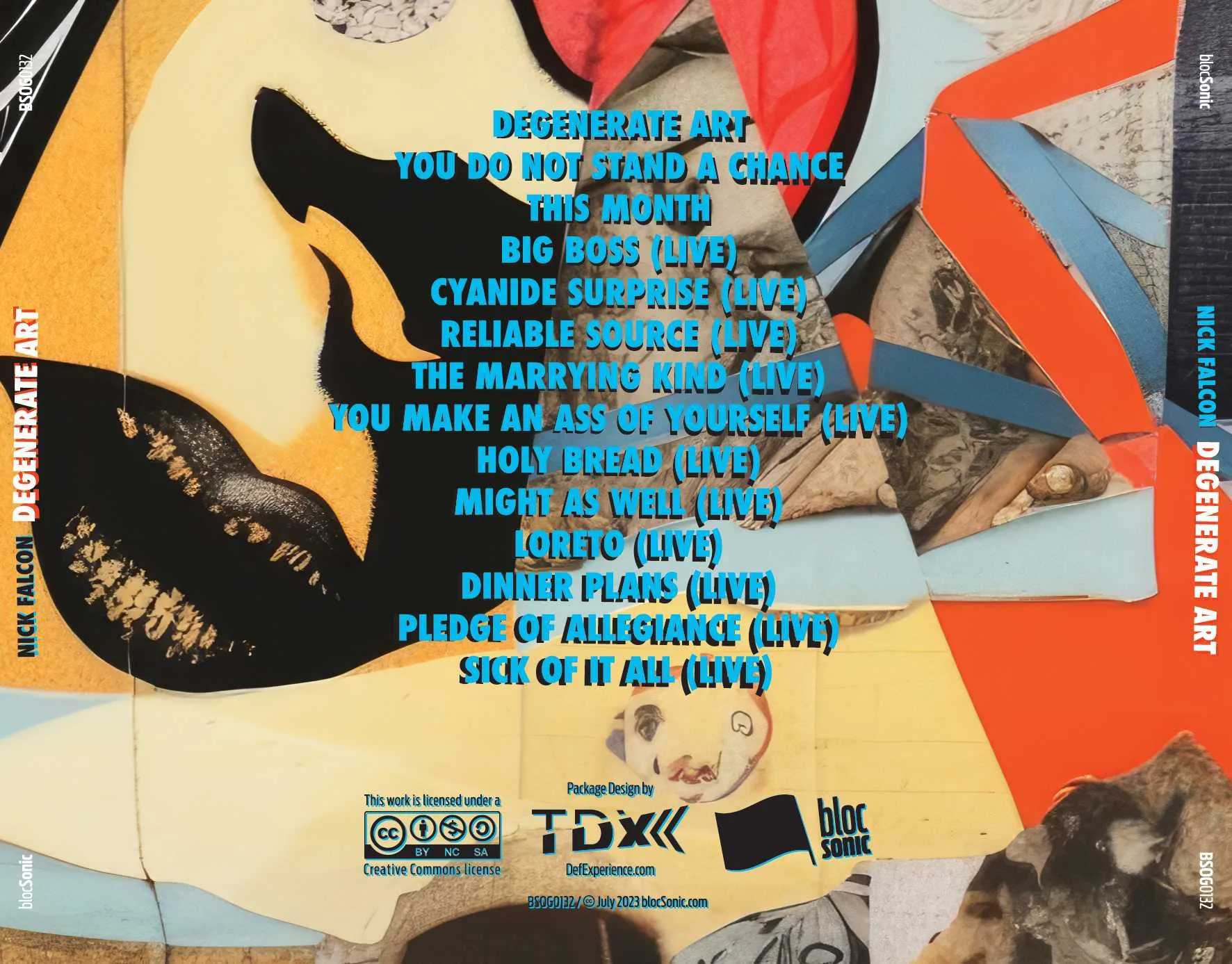 Album traycard for “Degenerate Art” by Nick Falcon