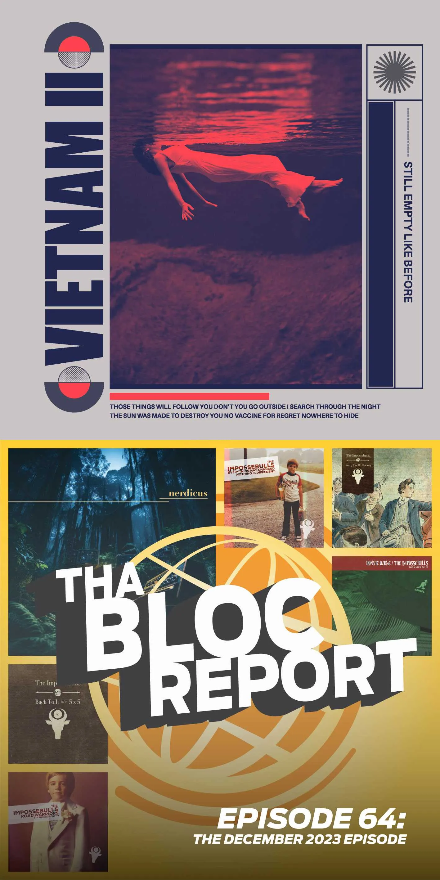 Cover images of Vietnam II’s “Still Empty Like Before” and Tha Bloc Report December 2023 episode hosted by Donnie Ozone