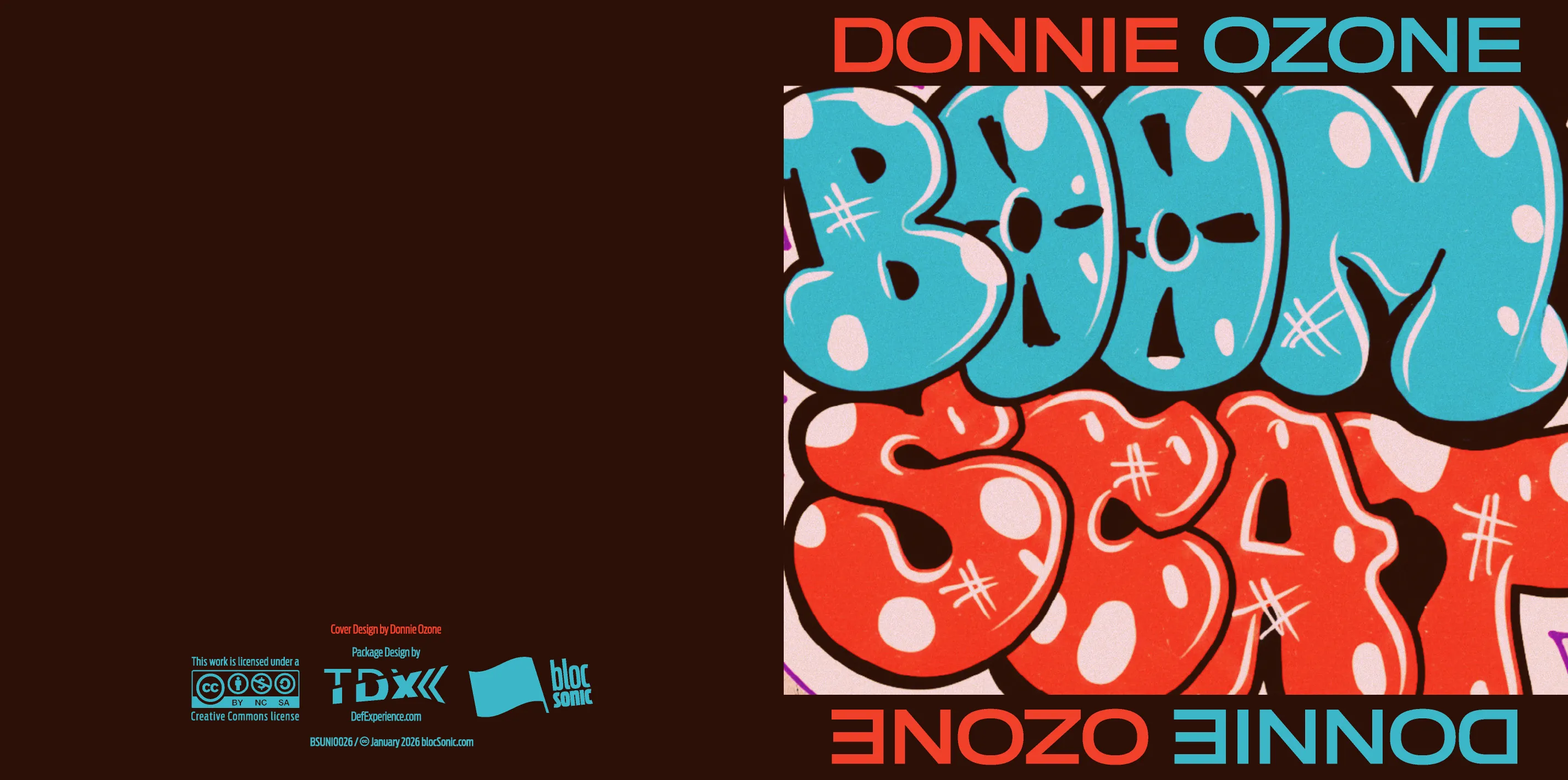 Album insert art for “Boom Scat” by Donnie Ozone